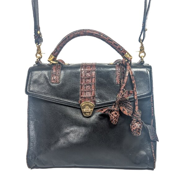 BRAHMIN Julia Rose Black Leather Lady Tuscan Shoulder BAg - Picture 4 of 13